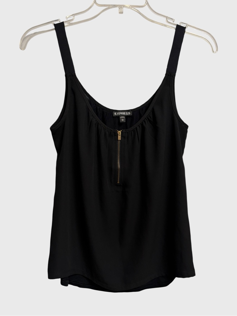 Express Semi-Sheer Black Zip-Front Tank Top Size XS Minimalist Smart Casual